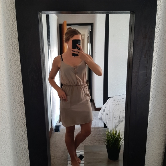 Aritzia T. Babaton 100% Silk Dress, Taupe, Size Small - Picture 3 of 16